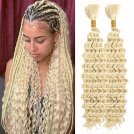 Deep Wave Bulk Hair For Braiding Hair 22inch 155g No Weft Wet And Wavy Quality Synthetic Hair Braiding Extensions For Boho Braids（2 Bundles/Pack 613#）