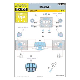 Eduard EDUEX932 1/48 Mi-8MT Paint Mask Sticker (For Zubezda), Plastic Model Masking Sticker