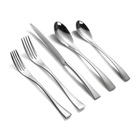 Lemeya 20-Piece Silverware Set for 4,Heavy Duty 18/10 Stainless Steel Cutlery Set with Forged Stand Knife,Modern Flatware Utensils Set,Forks Spoons and Knives Set,Mirror Polished,Dishwasher Safe