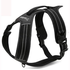 Truelove Dog Harness With Handle Soft Padded Pet Harness Vest,Reflective Material,Adventure Training,Strong Oxford Outer Layer for larger dogs TLH5551 (Black,M)