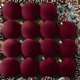 15 Bolas de Navidad de Terciopelo Adornos de Bolas de Árbol de Navidad Flocadas Bola Navideña 8cm Plástica Decoración Colgante de Árbol de Navidads (B