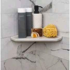 Composite Questech 10" Corner Shower Shelf, Retrofit Shower Organizer for Tiled Walls