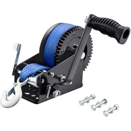 3500lbs Heavy Duty Boat Trailer Winch with 33 FT Strap, 2-Way Ratchet & 4:1/8:1 Gear Gear Ratio - Portable Hand Crank Winch for Boat, Trailer, Truck, RV, ATV, Jet Ski - Manual Winch Easy Operation