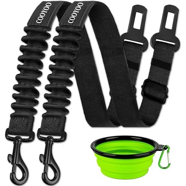 COOYOO Dog Seat Belt,3 Piece Set Retractable Dog Car Harness