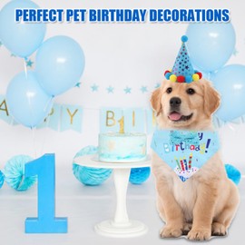 Dog Birthday Bandana Cat Birthday Hat Dog Birthday Present Blue Birthday Decorations for Dogs Cats Puppy Birthday Party Supplies Sequin Bow Tie