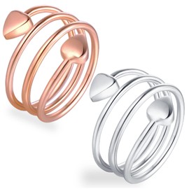 Feraco 2 anillos magnéticos de cobre terapéuticos para mujer, alivio del dolor de artritis, desintoxicación linfática, cobre puro, sólido, imán, terapia, para dedos, diseño en forma de corazón (oro rosa y plata)