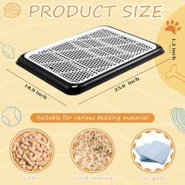 Mifoci 2 Pcs Dog Potty Tray with Grid Portable Pet Litter Box Dog Training Toilet Puppy Pee Pad Holder Mesh Pad Tray Doggie Toilet Potty Trainer for Small Medium Large Dogs (25.6 x 18.9 Inch)