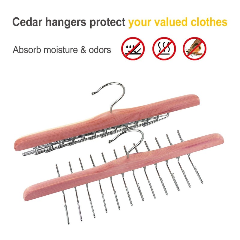 TOPIA HANGER American Red Cedar Wooden Tie Racks for Closet,