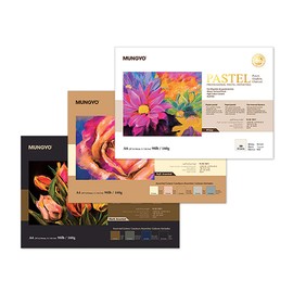 MUNGYO Professional Pastel Paper Pad A4 Size for Oil Pastel, Dry Pastel 30 Sheets (Dark Assorted)