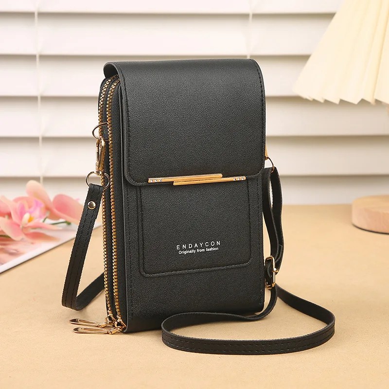 Touchscreen Phone Crossbody Bag for Women – Sequined PU Wallet