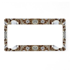 CafePress Bling Bling Gold Rhinestone License Plate Holder Aluminum License Plate Frame, License Tag Holder