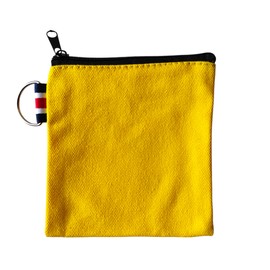 NUTFORD Canvas Coin Purse Pouch Bag Plain Colour Multiple Choices with Key Ring for Storage of Coins and Notes, Small Cosmetic Accessories, Electronics Accessories, etc. (C. Bright Yellow)