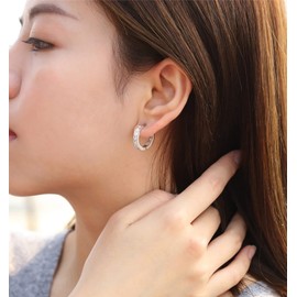 Women's Earrings, Popular, Finest Zirconia, Hypoallergenic, Twist, Hoop Earrings, Earrings, Simple, Fashionable, Accessories, Gift, Birthday, White Day, Mother's Day, Christmas, Small, Silver