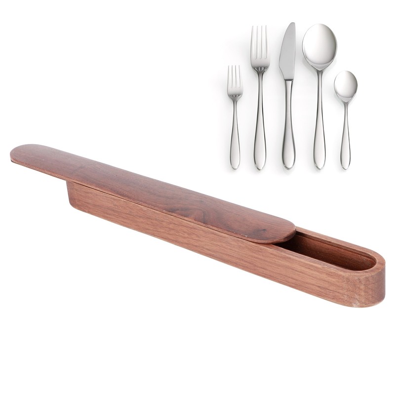 Portable Travel Reusable Wooden Chopsticks Box Spoon Storage Case Container