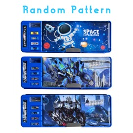 LilyBeauty Pop Up Multifunctional Case for Girls and Boys, Cute Cartoon Pen Box Organizer Stationery Sharpener Schedule Whiteboard School Supplies for Kids, blue, Fashion