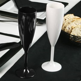 Elite Premium Polycarbonate Champagne Flute Black 7oz / 200ml | Plastic Reusable Champagne Glasses, Virtually Unbreakable Polycarbonate Plastic - Ideal for Parties, Outdoors & Event Catering