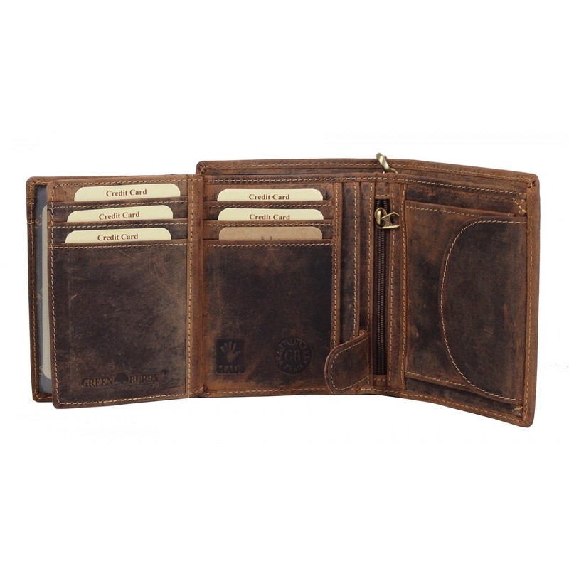 Greenburry Vintage Biker Wallet Leather Trucker Purse Brown, brown, Vintage