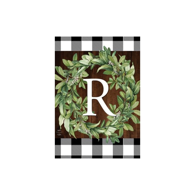 Briarwood Lane Wreath Monogram R Garden Flag Everyday 12.5" x