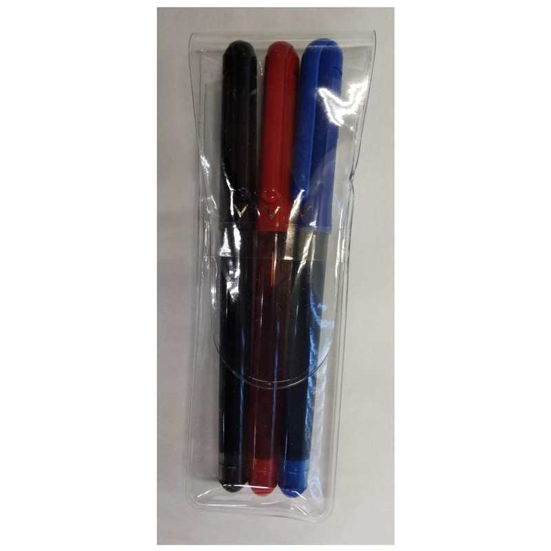 Pilot Rollerball Pens, V-Cone 0.5mm, Black/Red/Blue, LVE-10EF-B/R/L, 3 Colors