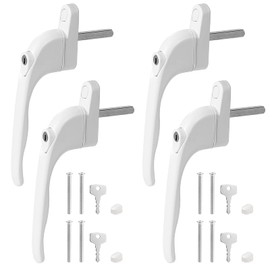 Faankiton Pack of 4 Window Handles, Aluminium Lockable, Child Lock, Lockable Window Lock, Window Lock with Lock in Pin Length 43 mm, for All Standard Windows and Balcony Doors (White)