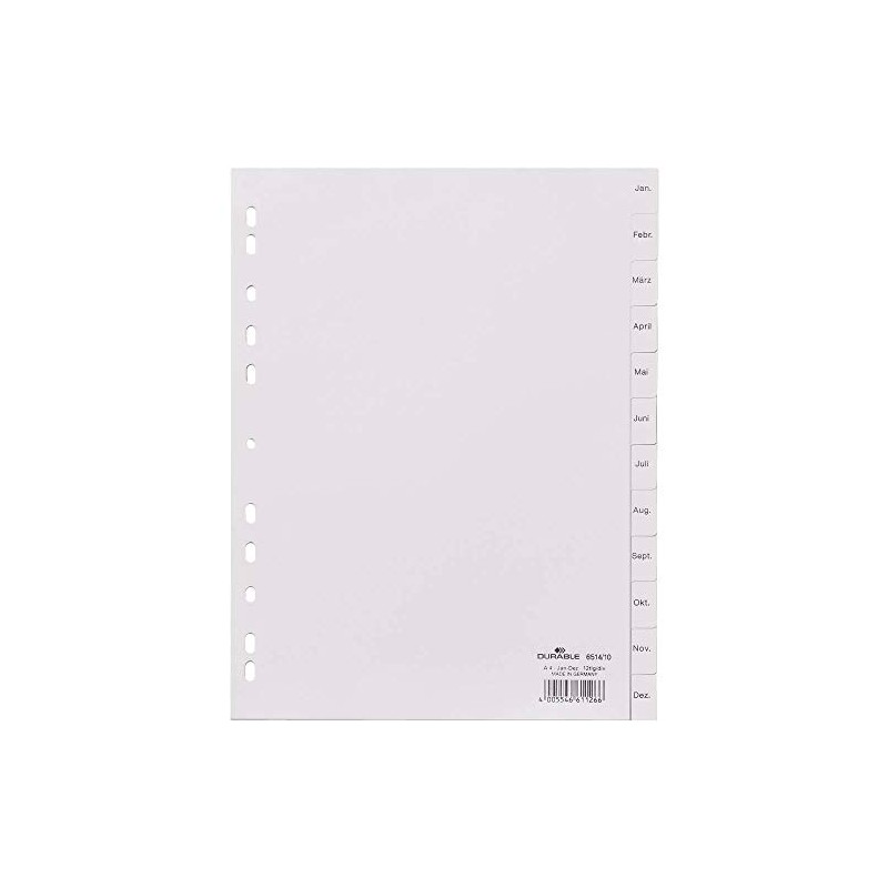 Durable 6514-10 Folder Index DIN A4, Jan-Dec, Grey