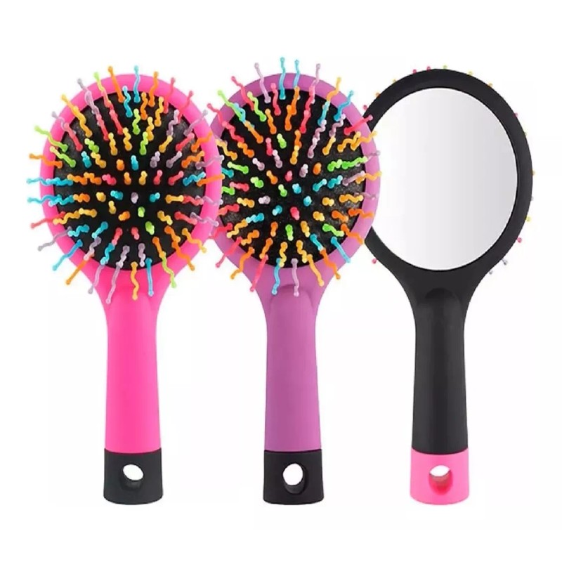 KFMX Cepillo Arcoíris Cerdas Onduladas Cabello Peine De Rizos