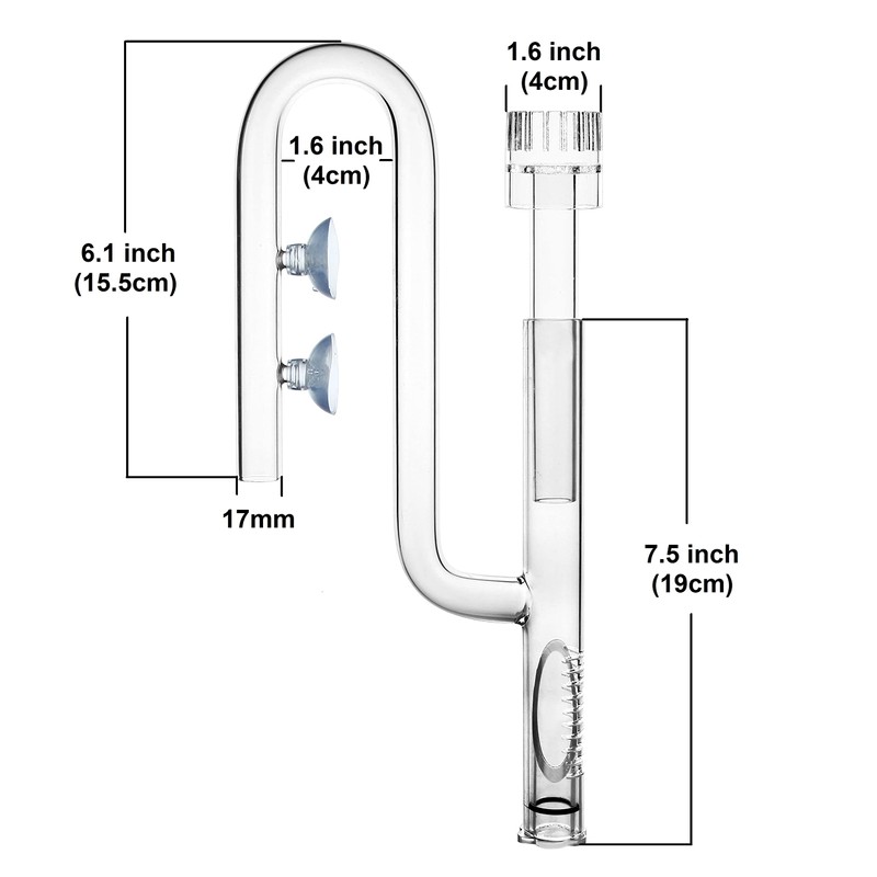 JARDLI Glass Lily Pipe Inflow with Surface Skimmer for Aquarium