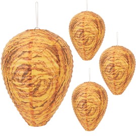 Augshy Fake Wasp Nest, Pack of 4, Orange Wasp Nest, Artificial Hornet Nest, Dummy Hanging Hornet Nest for Home and Garden