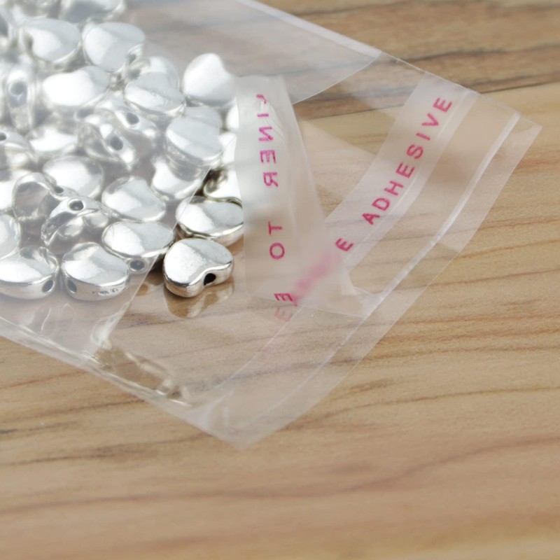 RUBY Pack of 200 Clear Plastic Cellophane Bags with Self