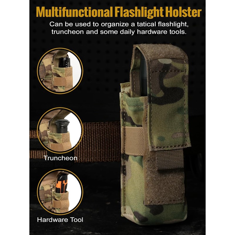 OneTigris Flashlight Holster Flashlight Holder Molle Flashlight Holster Tactical Flashlight
