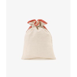 Afternoon Tea Living HT15 Embroidered Linen Drawstring Pouch, M, beige