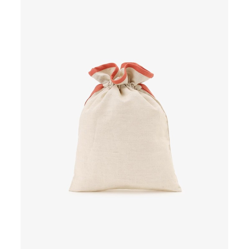 Afternoon Tea Living HT15 Embroidered Linen Drawstring Pouch, M, beige