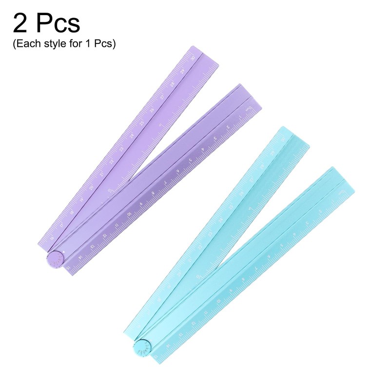 sourcing map 2pcs Folding Straight Ruler 30cm Metric Aluminum Alloy