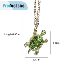 Crystal Diamond Turtle Car Pendant, Bling Funny Turtle Car Rear View Mirror Charm, Car Mirror Hanging Decorative Accessories, Car Interior Ornament for Women and Men (Green)