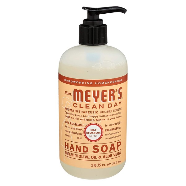 Mrs. Meyer's Clean Day Liquid Hand Soap, Cruelty Free and Biodegradable Hand Wash Made with Essential Oils, Oat Blossom Scent, 12.5 oz Bottle