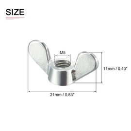 DTGN M5x4.8mm Butterfly Nut Wing Nut Wing Nut 5pcs Construction Zinc Alloy Silver