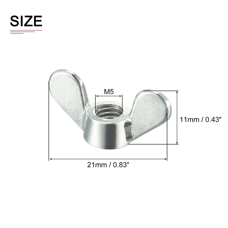 DTGN M5x4.8mm Butterfly Nut Wing Nut Wing Nut 5pcs Construction