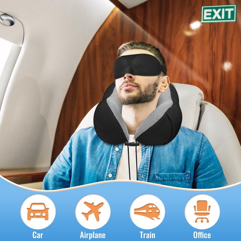 CloudBliss Travel Pillow Premium Memory Foam, Comfortable & Supportive Neck
