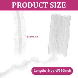 11 Yard Lace Trim Stretch Elastic Double Ruffle Lace Ribbon 1 Inches Wide Double Wave Organza Stretch Lace Craft Trim for Sewing, Dress Hats Decoration and DIY Wrapping