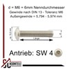 SC7380-1 Rounded Head Screws with Hexagon Socket (ISK) - M6