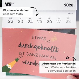 Visual Statements Postcard Calendar 2026 - Weekly Calendar with 53 Inspirational & Funny Sayings - Desk Calendar to Stand Up & Tear Off - Decoration & Gift Idea (Best of VS, Postcard)