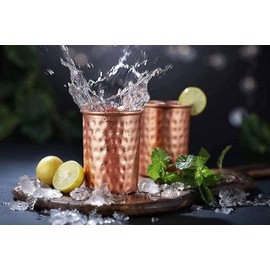 2 Activelife Hammered Design Pure Copper Tumbler Set of 4 | Drinking Water with Copper Cups | Premium Quality Copper Tumblers for Home, Office, Hotel, Travel, and Gifting - Each 10.08 Ounce