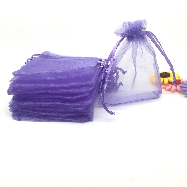 ANSLEY SHOP 100pcs 4x6 Inches Drawstrings Organza Gift Candy Bags Wedding Favors Bags (Lavender)