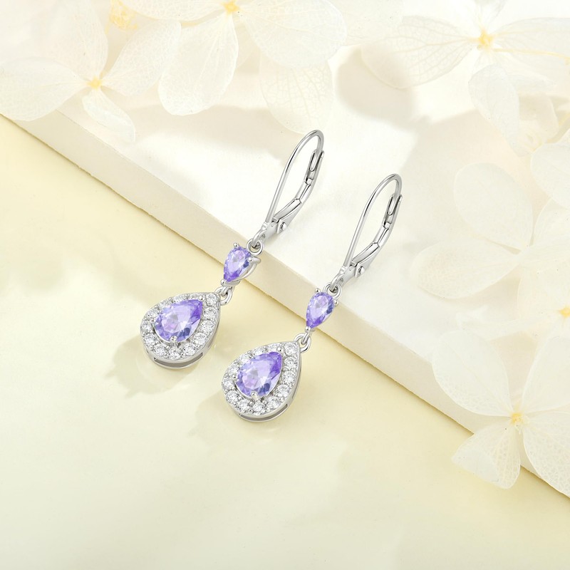 Aprila Drop Dangle Earrings 925 Sterling Silver Leverback Earrings with