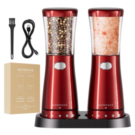 Electric Salt and Pepper Grinder Set Rechargeable, Electric Pepper Grinder with Adjustable Coarseness, 4.5oz Large Capacity, 1.8" Wide-Mouth & Storage Base, One-Hand Operation Kitchen Gadgets