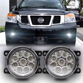 AQJ FOR NISSAN ARMADA 2008-2015 BUMPER FOG LIGHTS LAMPS REPLACEMENT CLEAR LENS PAIR