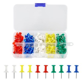 HXMJIED 120 Pcs Push Pins, Multi-Colored Thumb Tacks, Drawing Pins, Map Pins, Plastic Head Thumb Tacks, Steel Points Pins, With Storage Box, for Cork Notice Board, Bulletin Boards