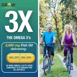 Grow Vitamin BEST TRIPLE STRENGTH Beyond Omega 3 FISH OIL PILLS 2000mg HIGHEST POTENCY