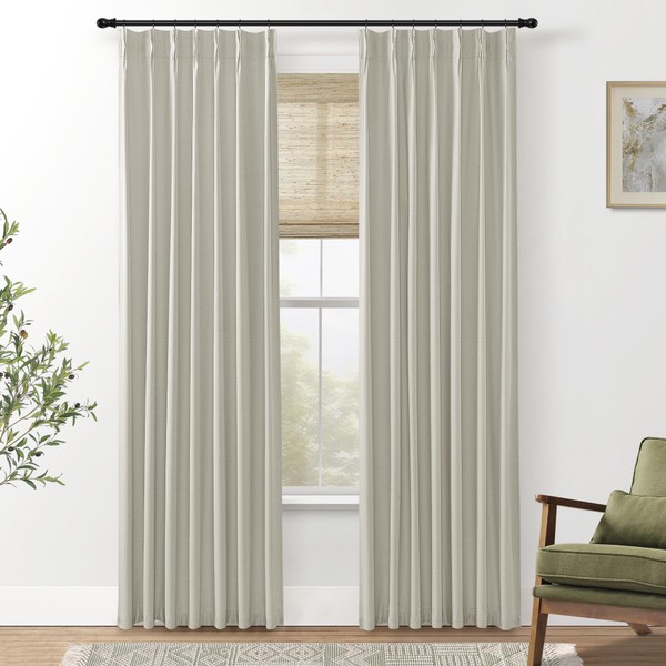 Linen Blackout Drapes 84 Inch Long 2 Panel Pinch Pleated