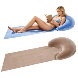 Zcaukya 2 Packs Beach Mat with Inflatable Backrest Pillows for Poolside Use